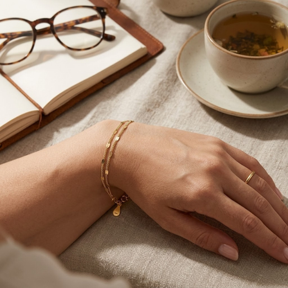 Glow Minimal – Stainless Steel Double-Layer Chain Bracelet for Women