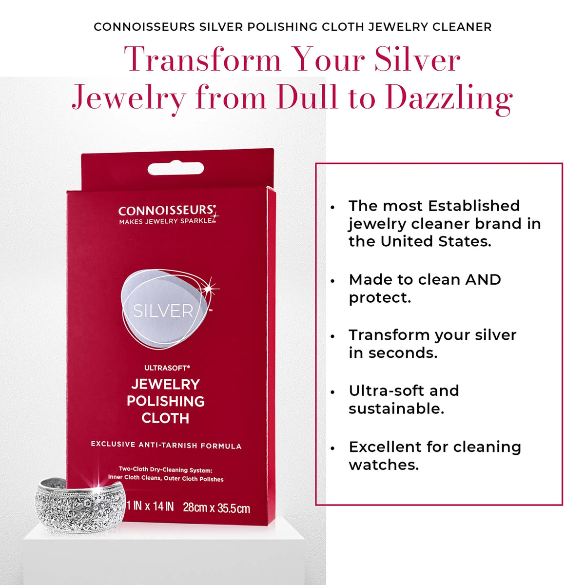 Silver Jewelry Polishing Cloth, Cleans and Polishes All Silver Jewelry