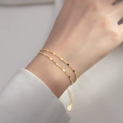 Glow Minimal – Stainless Steel Double-Layer Chain Bracelet for Women