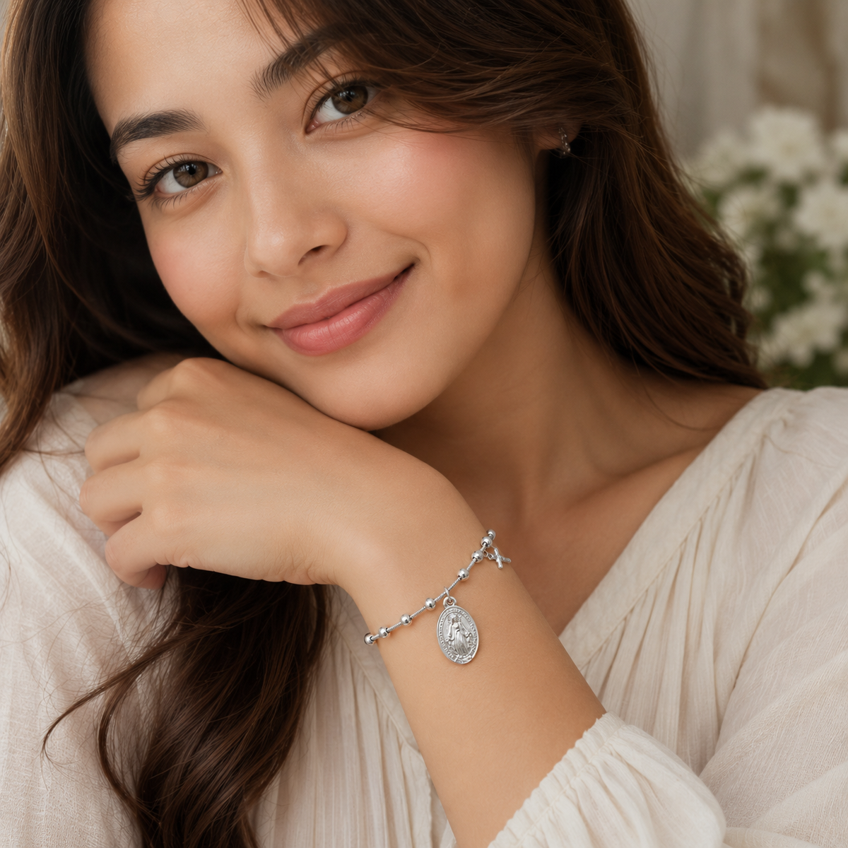 Divine Grace Rosary Bracelet – Faith Woven in Golden Beauty