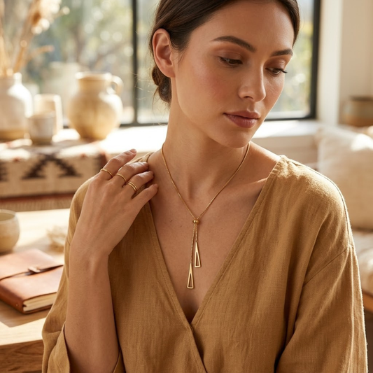 Silver Horizon Triangle Pendant Necklace – Where Minimalism Meets Modern Muse