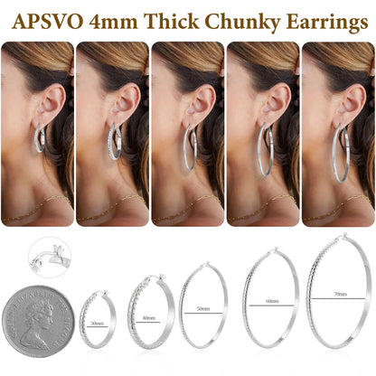 2 Pairs 18K White Gold Plated Hoop Earrings for Women S925 Sterling Silver Post Hypoallergenic Earrings Set Birthday Graduation Jewelry Gifts Her Mom Girlfriend Adults Ideas 30/40MM