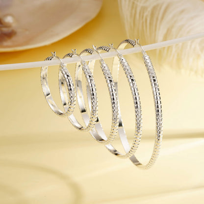 2 Pairs 18K White Gold Plated Hoop Earrings for Women S925 Sterling Silver Post Hypoallergenic Earrings Set Birthday Graduation Jewelry Gifts Her Mom Girlfriend Adults Ideas 30/40MM