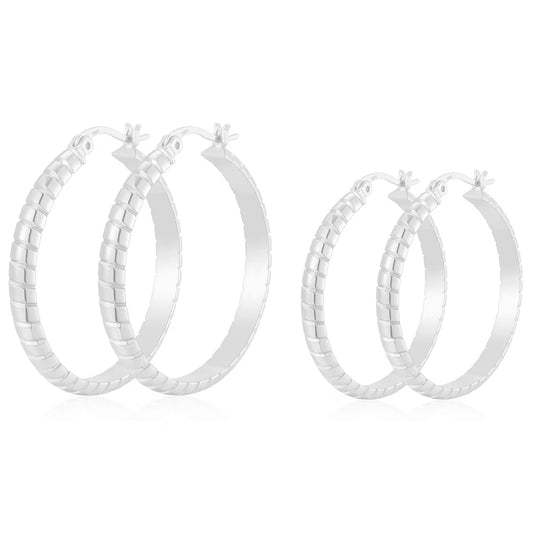 2 Pairs 18K White Gold Plated Hoop Earrings for Women S925 Sterling Silver Post Hypoallergenic Earrings Set Birthday Graduation Jewelry Gifts Her Mom Girlfriend Adults Ideas 30/40MM
