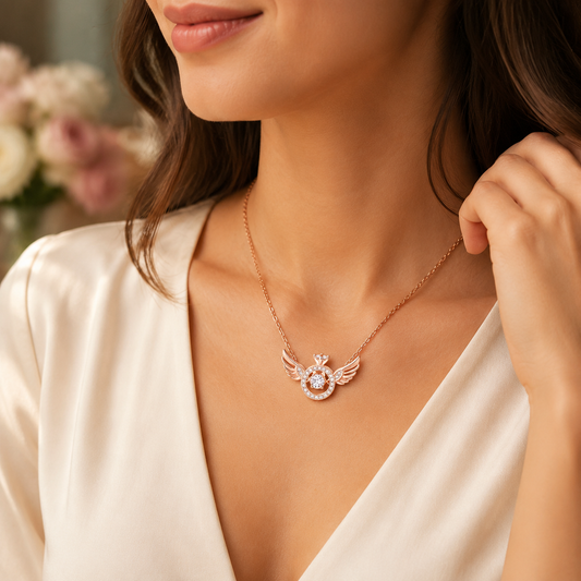 The Heart-Beating Clavicle Chain with Smart Angel Wings Is a Stylish, Light Luxury, Niche Design and Temperament Gift