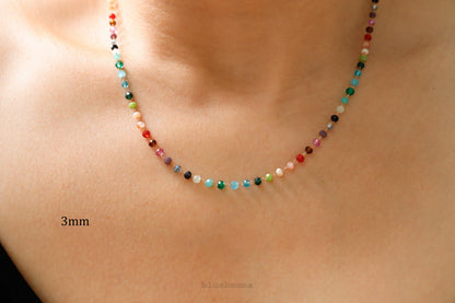 Rainbow Gemstone Beaded Necklace – A Dainty Touch of Color and Charm